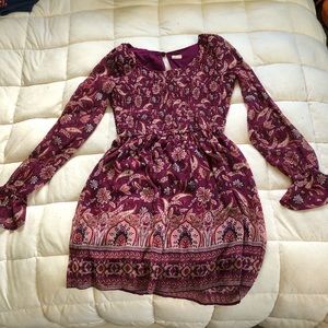 Paisley patterned peasant style boho dress